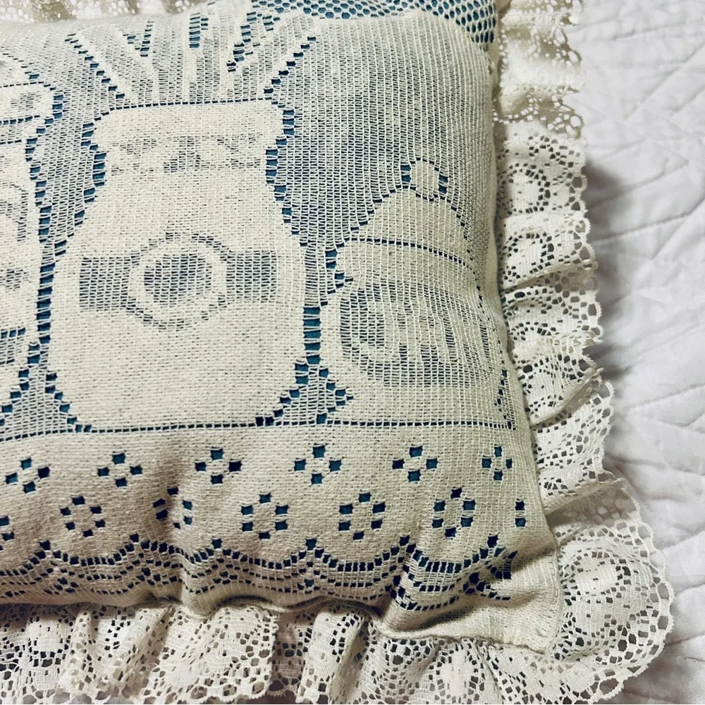 Vintage Lace Trimmed Cookie Jar Pillow